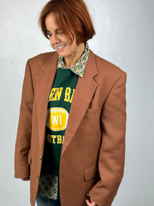 Colbert met rood-beige mini ruitje