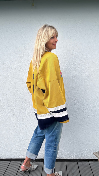 Geel blauw ijshockey shirt