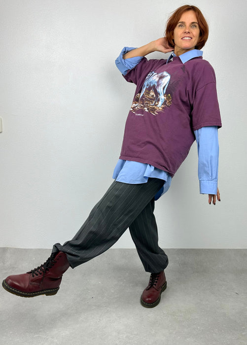 Grijze krijtstreep pantalon