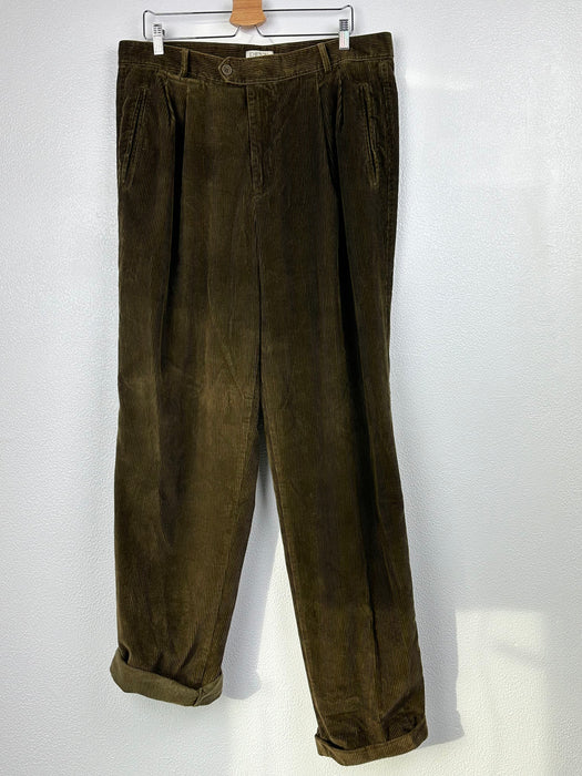 Corduroy bandplooi broek met steekzakken