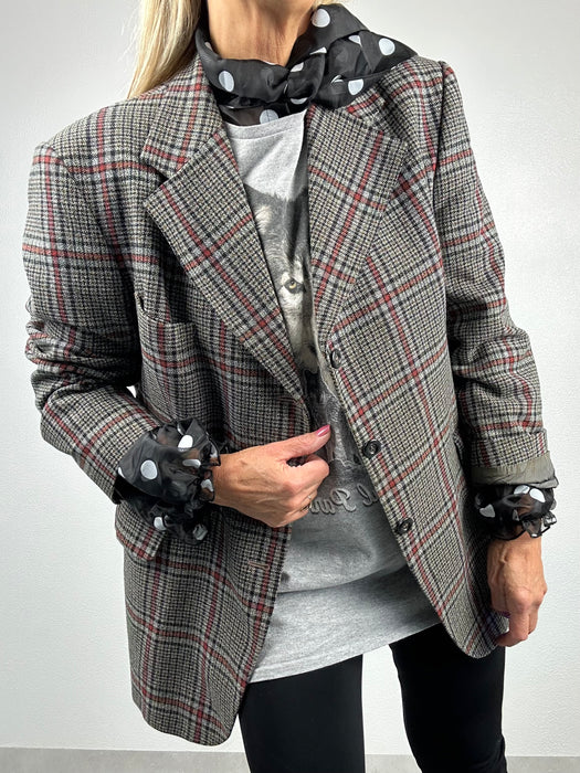 Grijs geruit oversized colbert