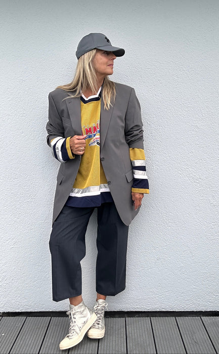 Colbert en pantalon in muisgrijs