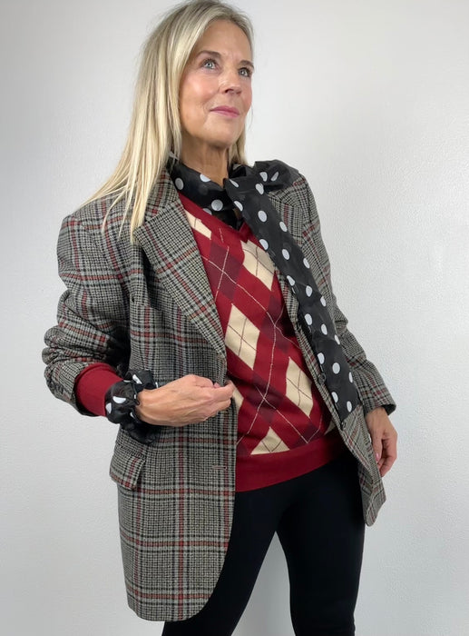 Grijs geruit oversized colbert