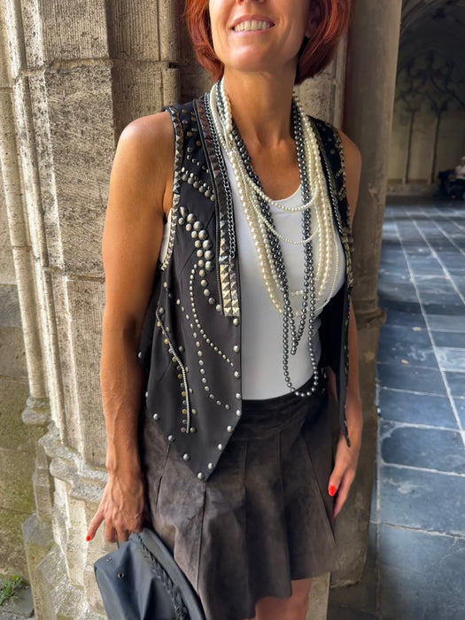 Gilet zwart met studs
