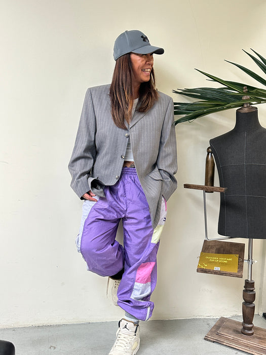 Grijs krijtstreep oversized colbert
