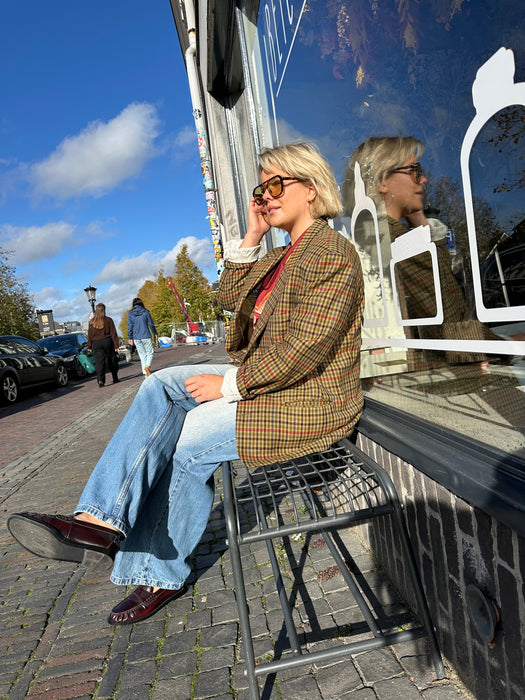 Groene geruit colbert