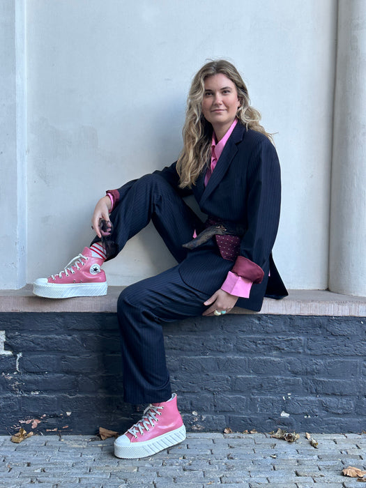 Donkerblauw krijtstreep kostuum