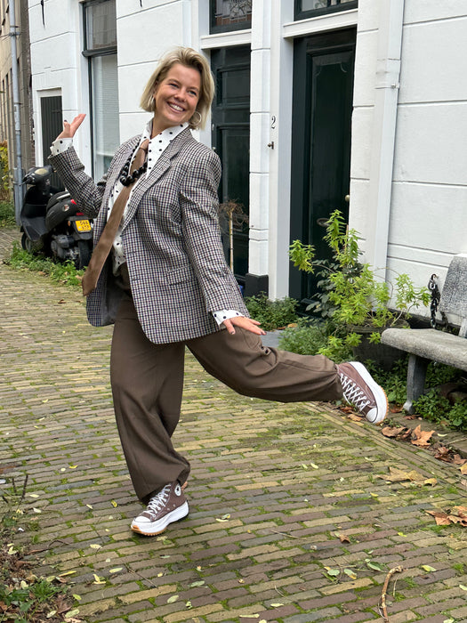 Grijs geruite blazer