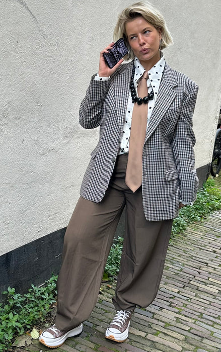 Grijs geruite blazer