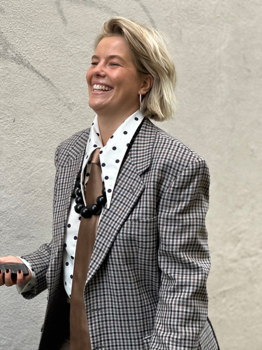 Grijs geruite blazer