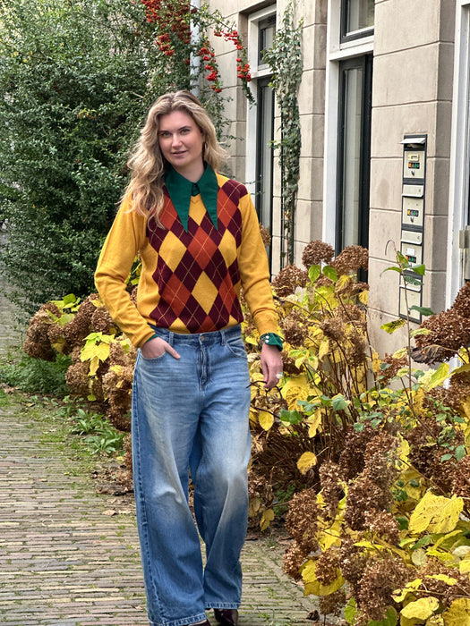 Puntkraag blouse flessengroen