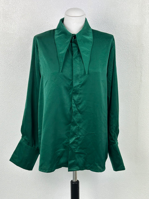 Puntkraag blouse flessengroen