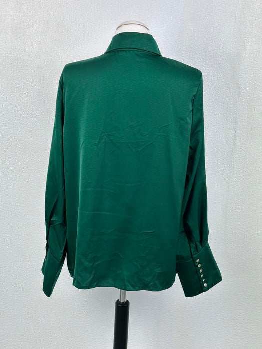 Puntkraag blouse flessengroen