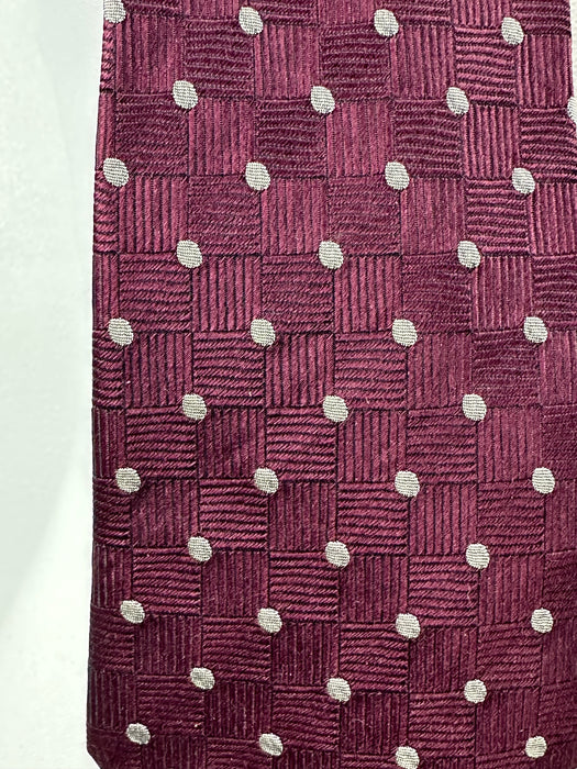Stropdas in burgundy met grijze dots