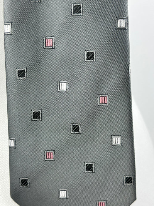 Stropdas zilvergrijs met vierkantjes motief