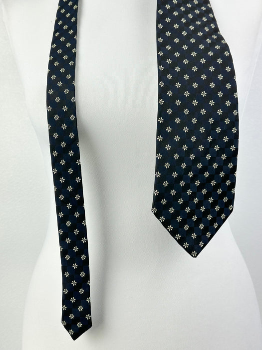 Stropdas zwart met lichte bloemetjes