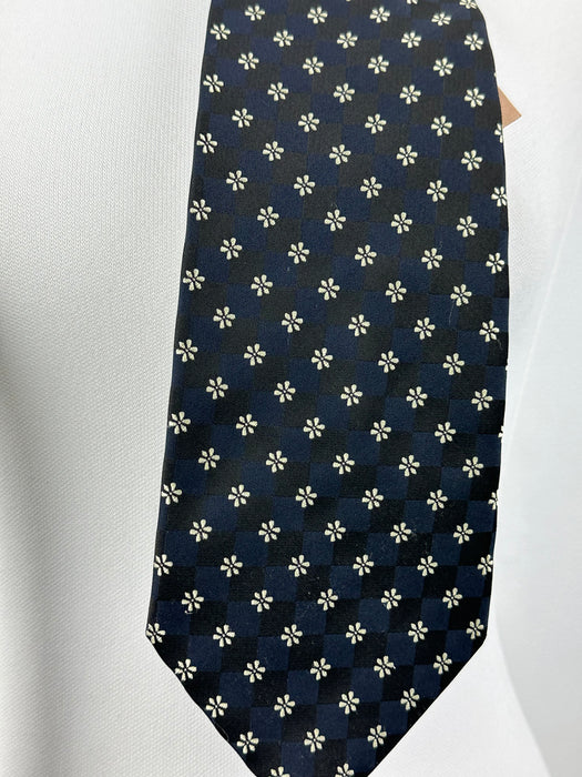 Stropdas zwart met lichte bloemetjes