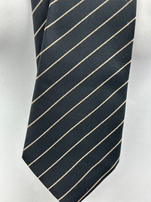 Stropdas zwart met beige streep