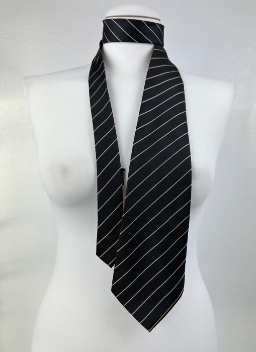 Stropdas zwart met beige streep