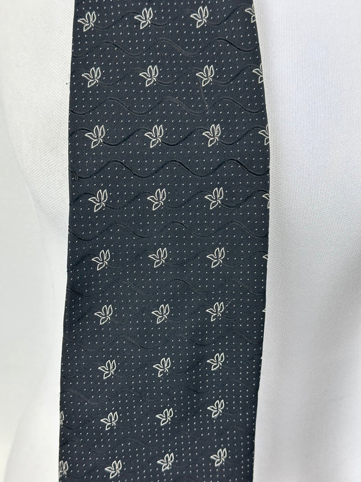 Zwart gespikkelde stropdas met bloem motief