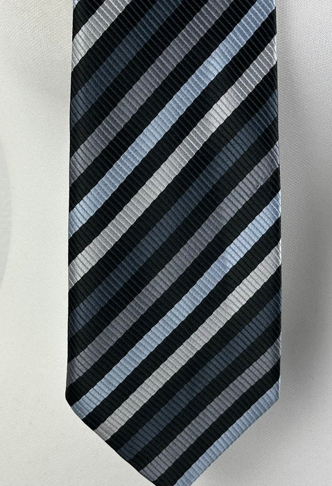 Stropdas met schuine banen in zwart en blauw