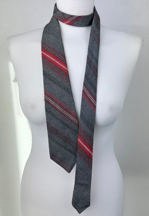 Vintage stropdas in grijs met rood