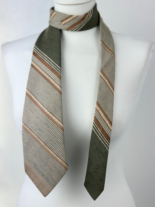 Vintage stropdas in beige en kaki