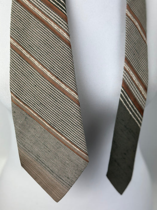 Vintage stropdas in beige en kaki