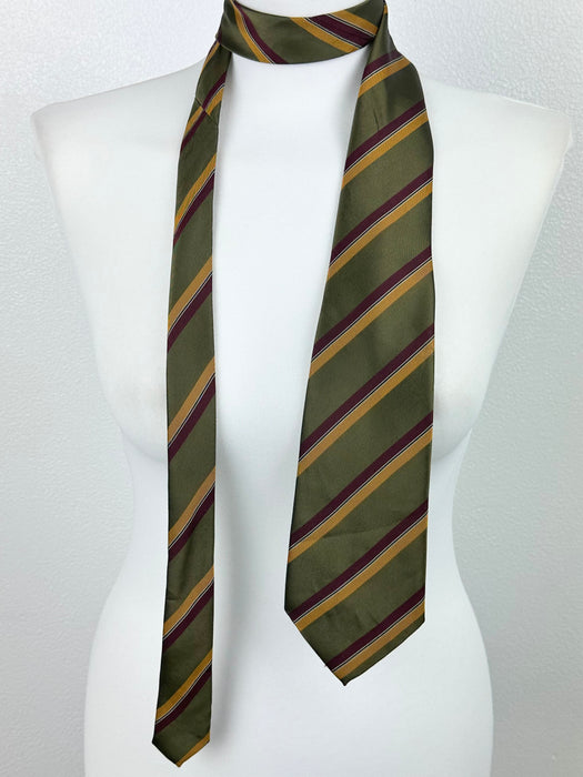 Stropdas met schuine banen in oker en olijf