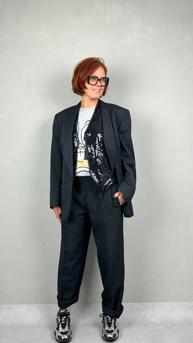 Zwart gilet met lovertjes