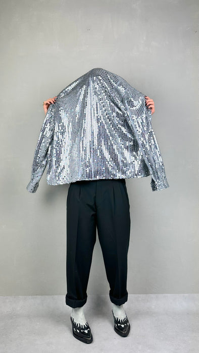 Oversized zilveren blouse met lovertjes