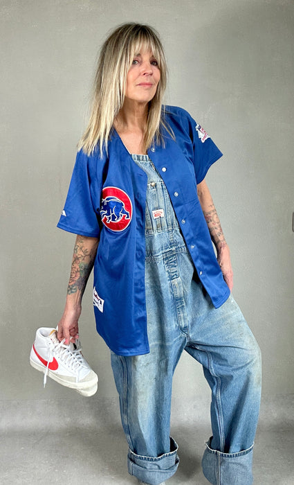 Blauw baseball shirt