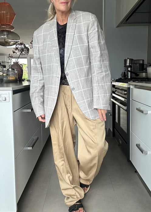 Beige linnenlook smiley blazer