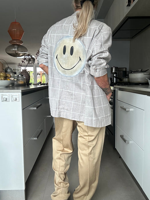 Beige linnenlook smiley blazer