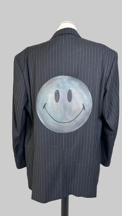 Zwart met paarse krijtstreep smiley
