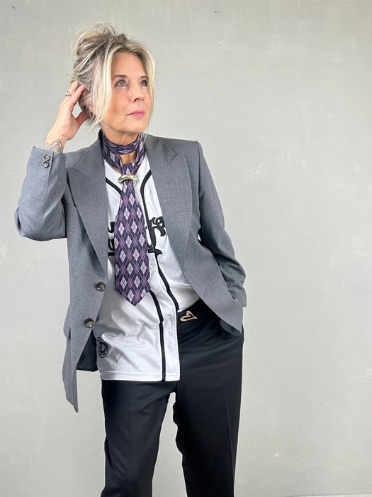 Baseball shirt in zwart/wit