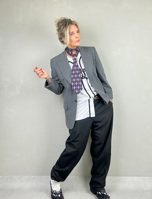 Grijs getailleerde 70's blazer