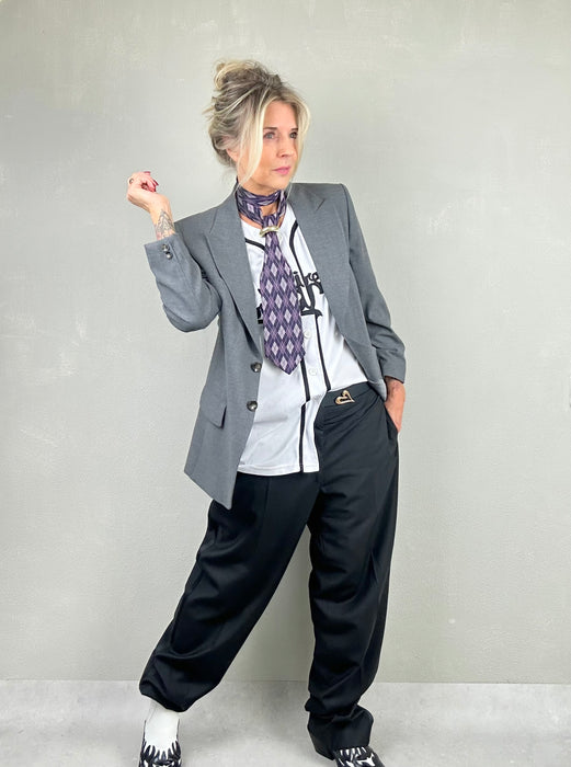 Baseball shirt in zwart/wit