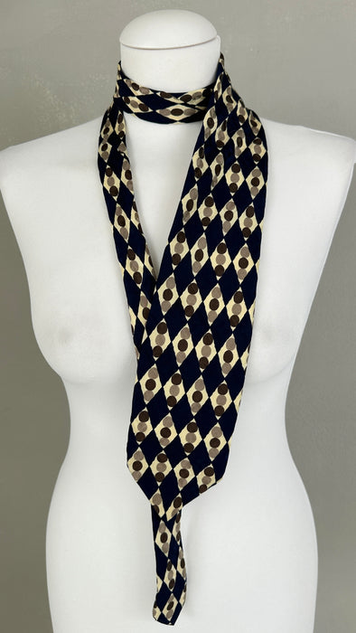 Stropdas blauw met zacht geel en bruin