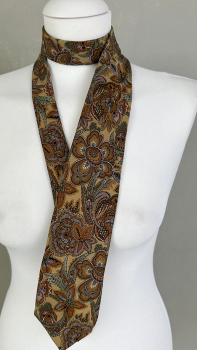 Stropdas bruin met paisley bloemen