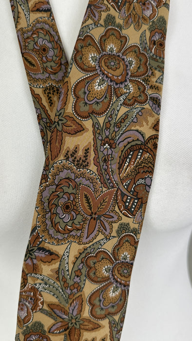 Stropdas bruin met paisley bloemen