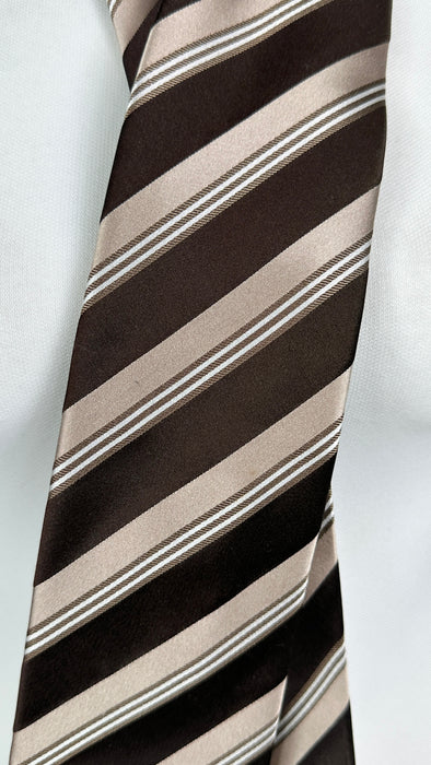 Stropdas in bruin beige banen