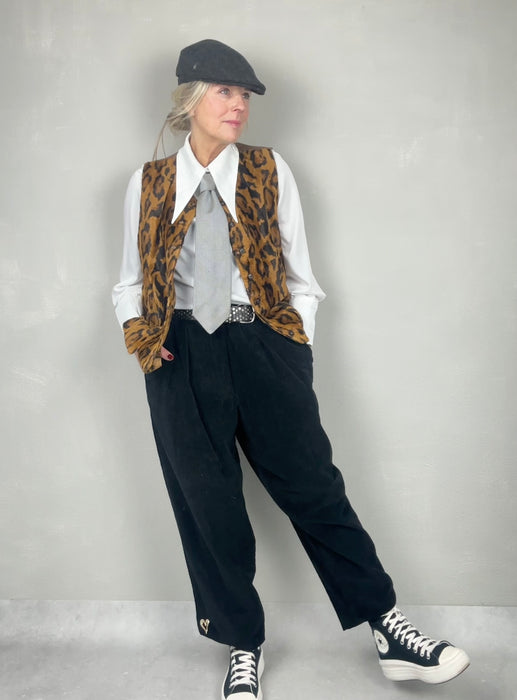 Zwarte oversized ribbroek