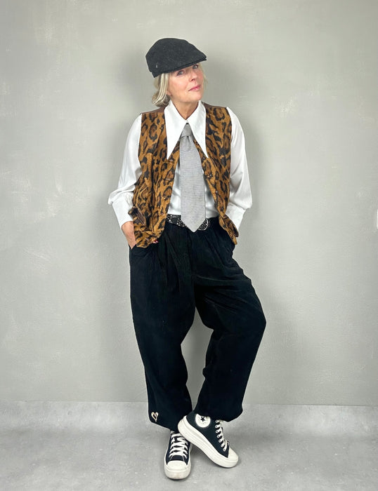 Zwarte oversized ribbroek