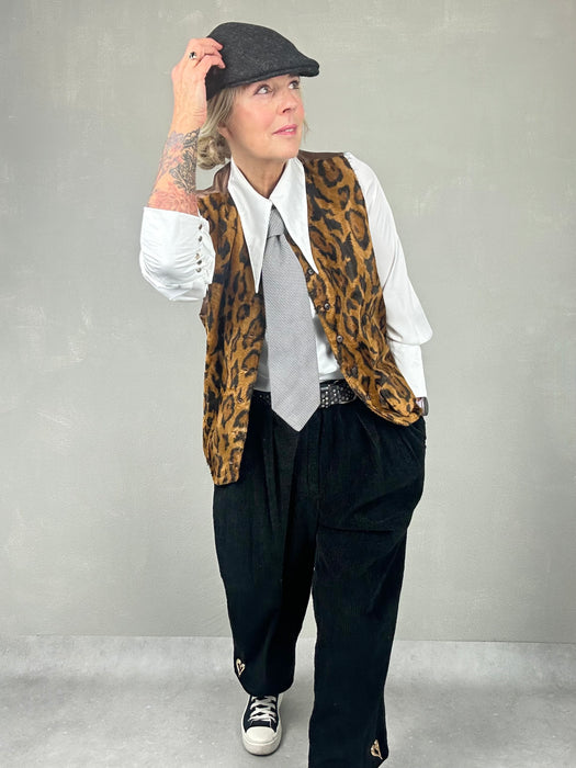 Zwarte oversized ribbroek