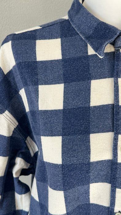 Blauw wit geblokte blouse