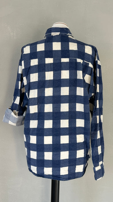 Blauw wit geblokte blouse