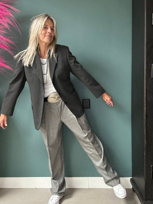 Antraciet grijs smiley blazer