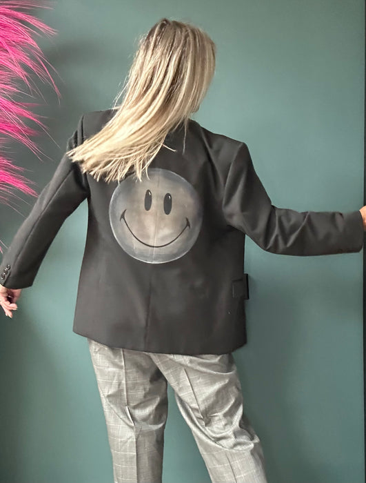 Antraciet grijs smiley blazer