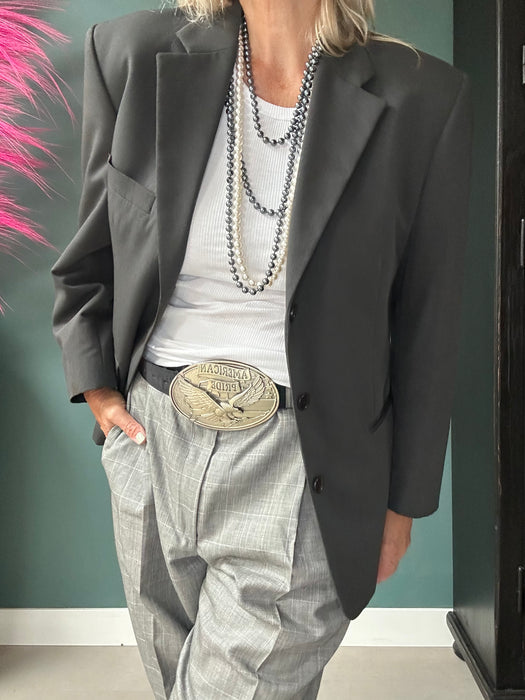 Antraciet grijs smiley blazer